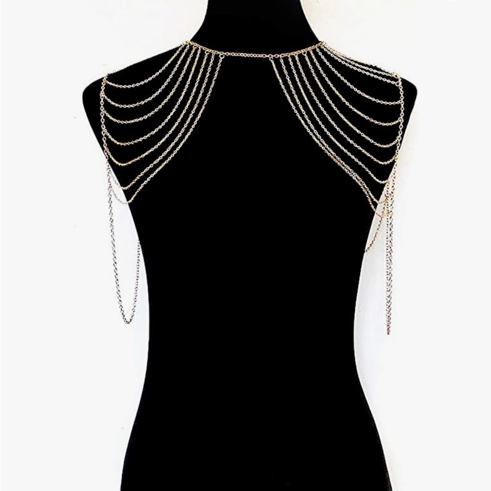 Body Shoulder Chain Multilayered Gold Color with Adjustable Clasp